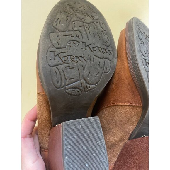 Korks Stella Leather Suede Peeptoe Ankle Booties Boots Sandals Womens 8.5 Heels - Picture 8 of 10